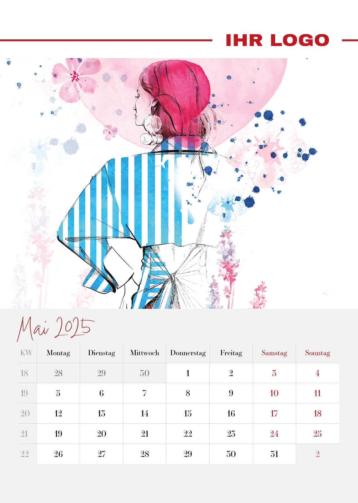 Wandkalender 2025 - A3 - mit Ihrem Logo - 50 bzw. 100 Stk.